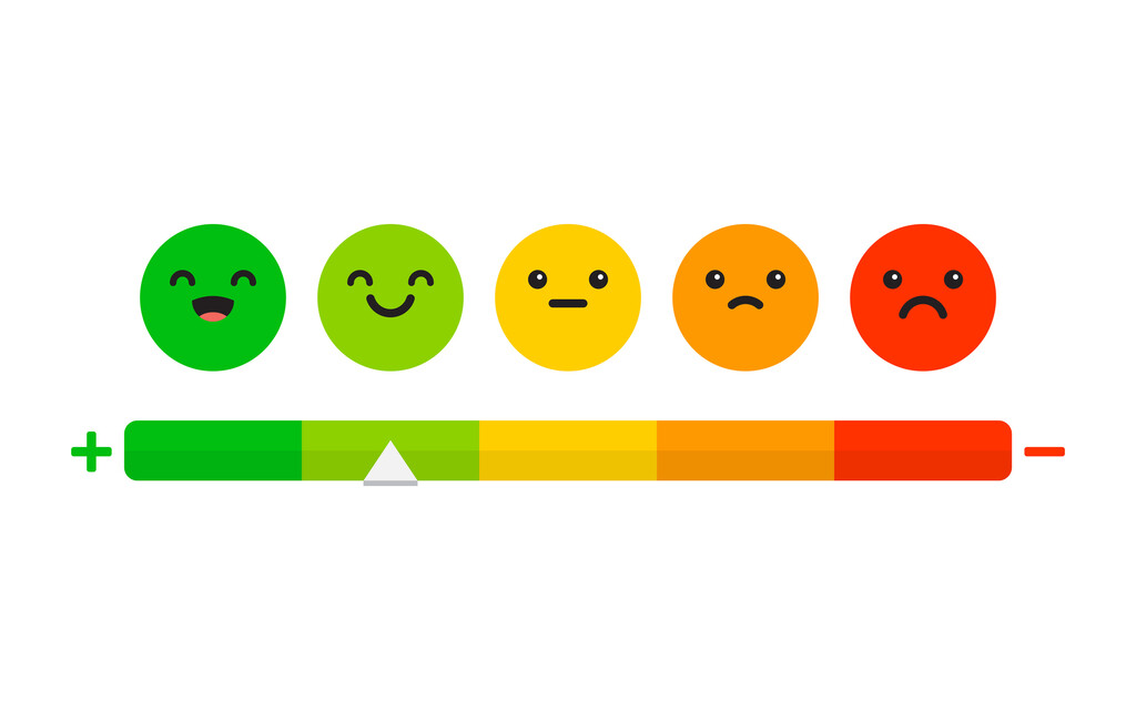 Een balk met tevredenheids-smileys